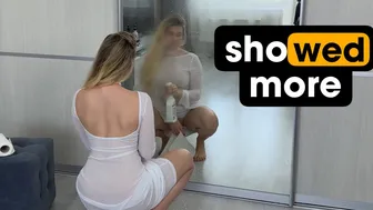 [4K USA Housewife]???????? How to clean a mirror? Transparent Haul blonde No Bra See Through Try On №2