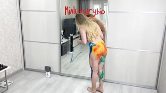 [4K USA Housewife]♥️♥️♥️♥️How to clean a mirror? Body art suit Transparent Haul No Bra See Through Try On #3