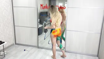 [4K USA Housewife]♥️♥️♥️♥️How to clean a mirror? Body art suit Transparent Haul No Bra See Through Try On #5