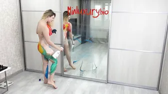 [4K USA Housewife]♥️♥️♥️♥️How to clean a mirror? Body art suit Transparent Haul No Bra See Through Try On #7