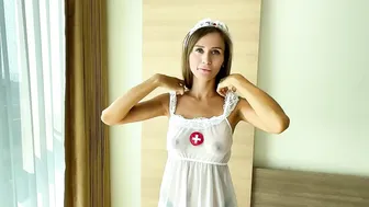 [4K] Transparent cosplay nurse costume with Amy | See through Clothes Try on #7