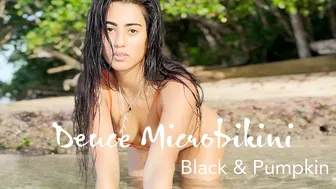 Deuce micro bikini in black & pumpkin