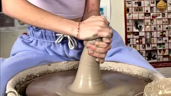 Doing Pottery on a Pottery Wheel