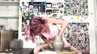 Wheel Throwing a 5lbs Vase in Lingerie #5