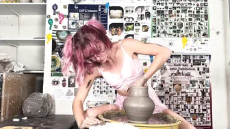 Wheel Throwing a 5lbs Vase in Lingerie #6