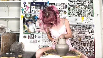 Wheel Throwing a 5lbs Vase in Lingerie #8