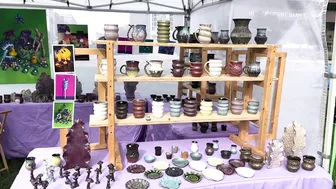 How I set my my art booth at an art show, pottery haul #3