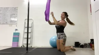 Stretching with a yoga silk #3