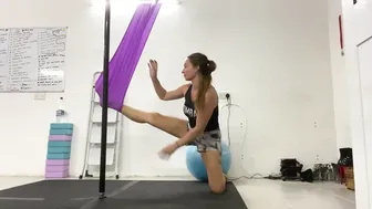 Stretching with a yoga silk #4