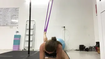 Stretching with a yoga silk #7