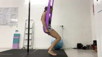 Stretching with a yoga silk #9