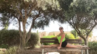 Leg stretches using a bench #10