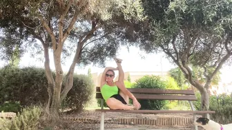 Leg stretches using a bench #2