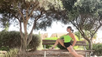 Leg stretches using a bench #8