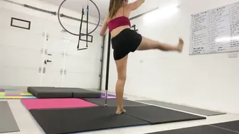 Leg stretches with a pole #2