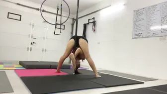 Leg stretches with a pole #4