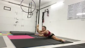 Leg stretches with a pole #7