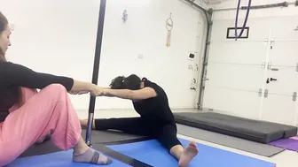 Straddle stretching with Fay #4