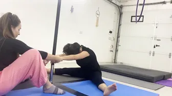 Straddle stretching with Fay #5