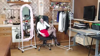 Secretary Outfits and Undergarment Try On! in English #4