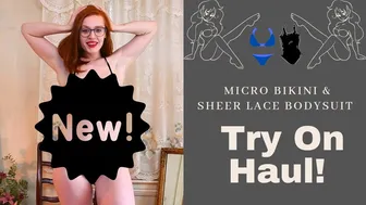 Shiny Blue Micro Bikini & Sheer Black Lace Bodysuit Try On Haul!