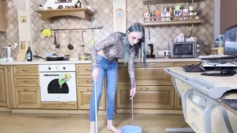 Sweeping floor in the kitchen #6