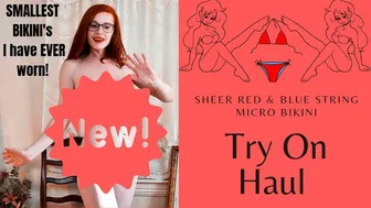 Sheer Red and Blue String Micro Bikini Try On Haul!