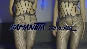 [4K] TRANSPARENT LACE BLACK PANTYHOSE Try On Haul | With Samantha