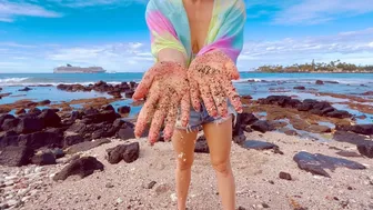 “Slow Down” Nature Yoga Flow, Playing Outside in Sand, Tide Pools, & Lava Rocks in Kona Beach Hawaii