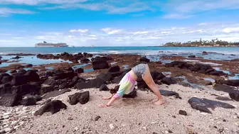 “Slow Down” Nature Yoga Flow, Playing Outside in Sand, Tide Pools, & Lava Rocks in Kona Beach Hawaii #2