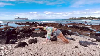 “Slow Down” Nature Yoga Flow, Playing Outside in Sand, Tide Pools, & Lava Rocks in Kona Beach Hawaii #3