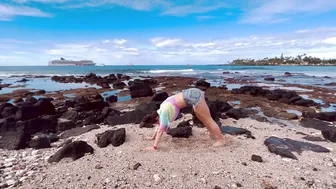 “Slow Down” Nature Yoga Flow, Playing Outside in Sand, Tide Pools, & Lava Rocks in Kona Beach Hawaii #4