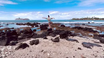 “Slow Down” Nature Yoga Flow, Playing Outside in Sand, Tide Pools, & Lava Rocks in Kona Beach Hawaii #6