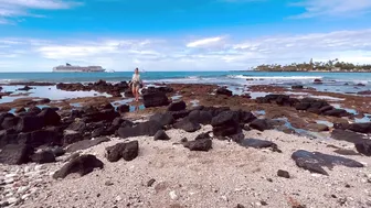 “Slow Down” Nature Yoga Flow, Playing Outside in Sand, Tide Pools, & Lava Rocks in Kona Beach Hawaii #9