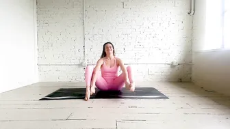 Music Yoga Flow to "Free Fall Into Darkness" in Pink Unitard Bodysuit in White Studio #10