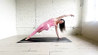 Music Yoga Flow to "Free Fall Into Darkness" in Pink Unitard Bodysuit in White Studio #5