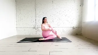 Music Yoga Flow to "Free Fall Into Darkness" in Pink Unitard Bodysuit in White Studio #7