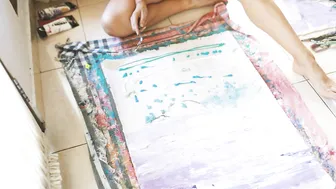 Watch me Paint "Peace" Live Timelapse from my Sunrise Abstract Artwork Series in Bali #4