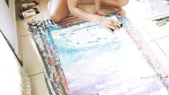 Watch me Paint "Peace" Live Timelapse from my Sunrise Abstract Artwork Series in Bali #5