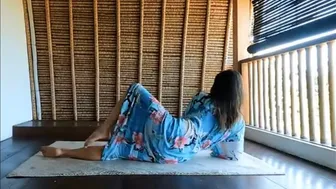 Yoga Flow to" Young Part of Me" on Bungalow Balcony in Bali in Turquoise Kimono #1