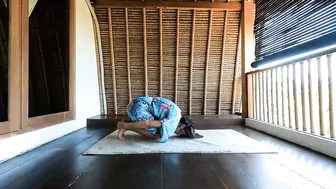 Yoga Flow to" Young Part of Me" on Bungalow Balcony in Bali in Turquoise Kimono #5