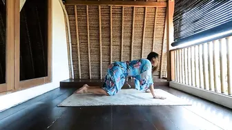 Yoga Flow to" Young Part of Me" on Bungalow Balcony in Bali in Turquoise Kimono #6