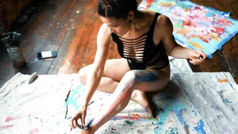 "City Lights" Body Painting Legs in Cha Wilde's Seattle Art Studio #3