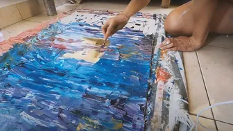 Abstract Painting Timelapse: Watch me Create "Listen" - A Sunrise Inspired Artwork from Bali