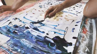 Abstract Painting Timelapse: Watch me Create "Listen" - A Sunrise Inspired Artwork from Bali #3