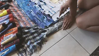 Abstract Painting Timelapse: Watch me Create "Listen" - A Sunrise Inspired Artwork from Bali #4