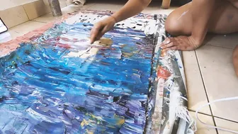 Abstract Painting Timelapse: Watch me Create "Listen" - A Sunrise Inspired Artwork from Bali #6