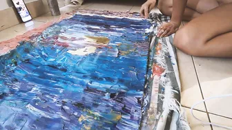 Abstract Painting Timelapse: Watch me Create "Listen" - A Sunrise Inspired Artwork from Bali #7