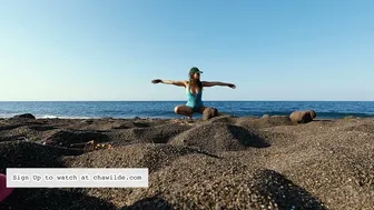 Yoga Flow on the Black Sand Beach in Amed, Bali