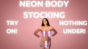 4k See Through Neon Body Stocking Try On Nothing Underneath!